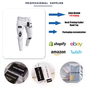 Pantalones vaqueros de lápiz bordados con agujeros rotos para <span class=keywords><strong>hombre</strong></span>, pantalones vaqueros clásicos finos informales para <span class=keywords><strong>hombre</strong></span>, pantalones vaqueros para <span class=keywords><strong>hombre</strong></span> - Product Image 2