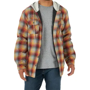 Camisa de hombre de alta calidad a cuadros con capucha camisas de franela americanas para hombre Sudadera con capucha a cuadros