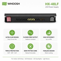 HX-48LF Alimentation LED ultra-compacte 48W 12V 24V sans ventilateur pour éclairage linéaire à canal lumineux étroit