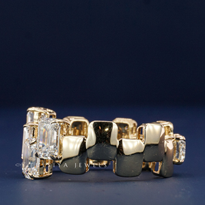 Bague en or 14 carats avec diamant de laboratoire pour homme, bague en diamant synthétique de qualité supérieure, large bande élégante, bijoux de fiançailles et de mariage - Product Image 4