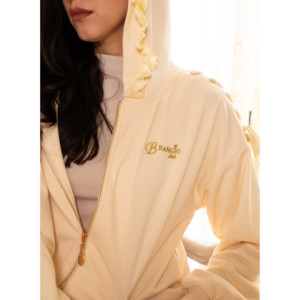 Brangio Vintage Lace-Trimmed Hooded <b>Zip</b>-<b>Up</b> <b>Jacket</b> - Product Image 1