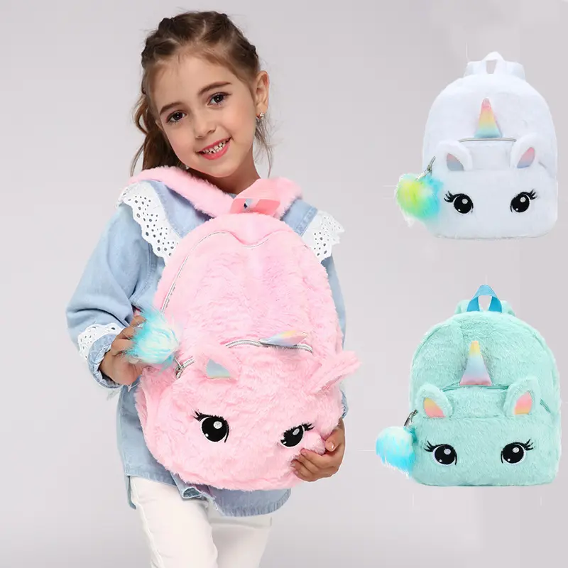 New Plush Toy Backpack Kindergarten Baby Cute Cartoon Schoolbag Unicorn Girl One Shoulder Bag