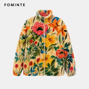 Giacca in pile polare stampata <span class=keywords><strong>a</strong></span> <span class=keywords><strong>fiori</strong></span> all-over da <span class=keywords><strong>donna</strong></span>, calda, in sherpa, morbida, streetwear, con orlo regolabile, all'ingrosso - Product Image 1