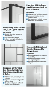 <span class=keywords><strong>Mampara</strong></span> de <span class=keywords><strong>Ducha</strong></span> de Esquina sin Marco de Vidrio Templado Impermeable con Puerta Abatible para Baño Moderno - Product Image 2