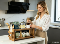 Organisateur multifonctionnel en bois pour café et matcha, étagère à 2 niveaux, porte-pailles, rangement pour tasses et mugs à matcha, cuisine et maison
