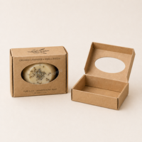 Boîte d'expédition en papier kraft ovale découpée sur mesure avec fenêtre, pour emballage de savon artisanal