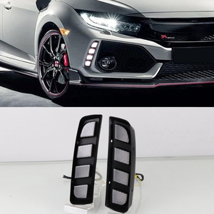 Luci Diurne a <span class=keywords><strong>LED</strong></span> per Honda <span class=keywords><strong>Civic</strong></span> Type R 2018 2019 con Indicatore di Direzione Giallo, Impermeabili in ABS - Product Image 4