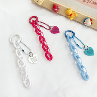 En gros, Breloques en acrylique en forme de cœur pour chaînes, pendentifs, porte-clés, avec fermoir à ressort coloré, pour breloques de sac, décorations de téléphone et porte-clés