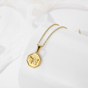À la mode 20mm papillon pendentif 18K or argent Animal bijoux en acier inoxydable femmes géométrique octogone papillon breloques collier - Product Image 1