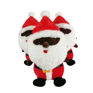 Grosir boneka mewah Santa Claus Afrika untuk dekorasi Natal disesuaikan hitam Afrika Amerika boneka mewah Santa Claus