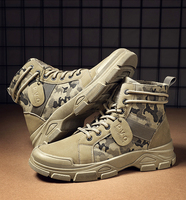 Bottes tactiques pour hommes, respirantes, légères, camouflage, mi-hautes, en toile, semelle extérieure souple, fermeture à cordon, pour un usage décontracté