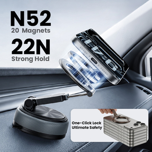 Strong Hold N52 20 Magnets 22N Force + <b>Knob</b> Lock Vacuum Suction + 3 Axis <b>Adjustable</b> 2 in 1 Detachable Phone Mount for Car Desk - Product Image 3