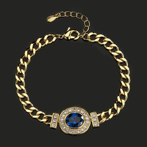 Fashion Jewelry Eco-friendly <b>Copper</b> Gold Plated 8*10MM Multicolor Zircon Fashion Chain Link Bracelet Women for Daily Wear - Product Image 4