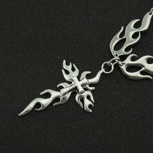 New Simple Popular Design Flamed Shaped <b>Cross</b> Pendant Necklace Hiphop Style Unisex's Alloy Necklaces Fashion Jewelry Wholesale - Product Image 3