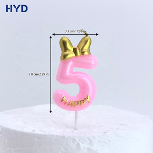 Bougies d'anniversaire personnalisées 2026 faites à la main, mignonnes, avec nœud papillon, écologiques, roses, numérotées, décorations de <span class=keywords><strong>gâteau</strong></span> avec revêtement métallique - Product Image 4