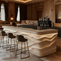 Comptoir de bar en marbre européen sculpté à la main, antique, durable, pour usage extérieur, couleur et taille personnalisables