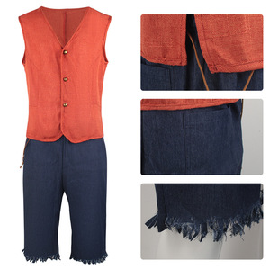 Disfraz de Luffy para hombre, chaleco rojo, sombrero de paja, pantalones azules, traje de juego de rol de anime, otoño 2023 - Product Image 3