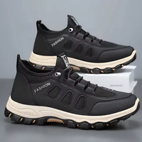 Chaussures de randonnée lumineuses pour hommes en cuir PU et maille, respirantes, avec logo personnalisé, amorti léger, antidérapantes, style décontracté – Grande Vente