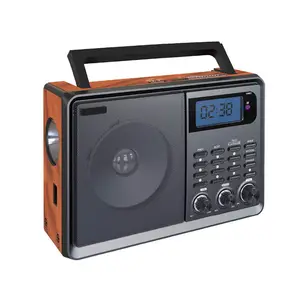 Alarme digital Rohs com display LCD e tempo de configuração, rádio portátil de ondas curtas Bt Mw Am Fm