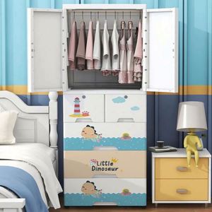 Baby Storage Drawer Cabinet Organizer Children 4-Layer Two Open Door Cartoon PP Injection Molded White Sustainable Durable - Product Image 5