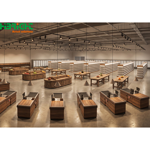 Étagères de supermarché à grain de bois, présentoirs de vente au détail, rayonnages gondole, comptoirs pour produits frais, aménagement de magasin - Product Image 3