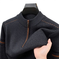 Pull d'hiver pour homme, col mi-zippé, épais, élastique, chaud, lavable en machine, style papa d'âge moyen, vente en gros pour le commerce extérieur