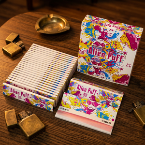 Papier à rouler Alien Puff personnalisé, format king size slim, rose, sans OGM, combustion lente, gomme arabique naturelle, 100% végétarien, papiers premium OEM - Product Image 6