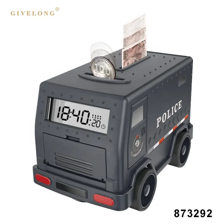 बच्चों उपहार नकद ट्रक खिलौना ध्वनि के साथ अलार्म घड़ी प्लास्टिक सूअर का बच्चा बैंक