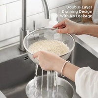 Wow ! Panier égouttoir multifonctionnel double couche en acier inoxydable 304 pour le lavage du riz, idéal pour les cuisines domestiques - Modèle Chaozhou