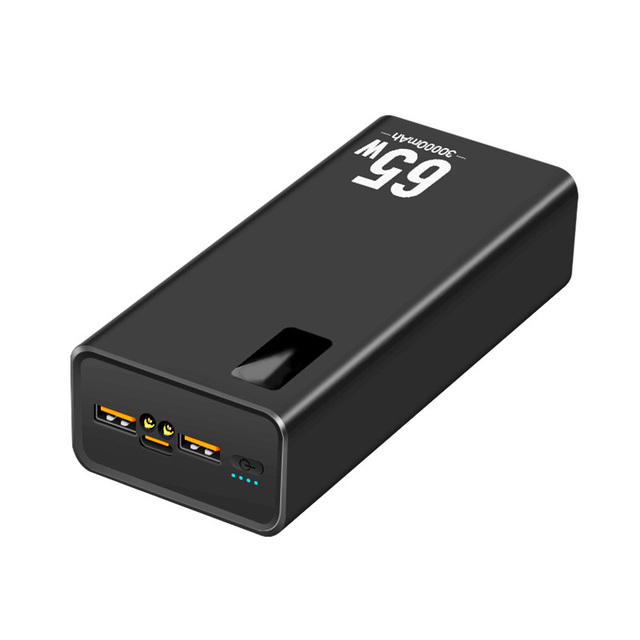 High Quality Real 30000mAh Fast Charging PD 65W Power Bank Real PD 20V/3.25A USB-C Input and Output Laptop Power Bank with Torch