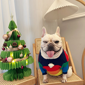 Suéter para Perro de Razas Pequeñas a Medianas - Diseño de Osito de Peluche Arcoíris, Ideal para Otoño e Invierno, Mantiene a tu Francés, Corgi, Shi - Product Image 3