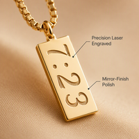 Collier personnalisé avec date en acier inoxydable, pendentif rectangulaire vertical, bijoux personnalisés avec date, chaîne en boîte, vente en gros pour femmes