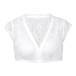 New cross-border beer festival women's elegant classic Halloween regular base layer lace <b>patchwork</b> white <b>shirt</b> top - Product Image 5