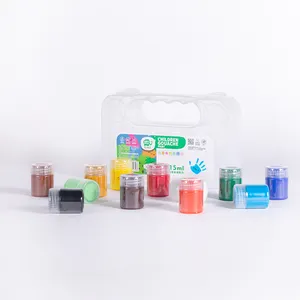 Caixa de plástico com pintura gouache 12 cores * 15ml, conjunto de caixa portátil para arte