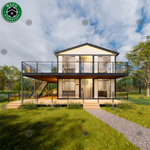 Villa Prefabricada de Acero Ligero de Dos Pisos, Moderna y de Lujo, Completamente Amueblada, Casa de Vacaciones con Gran Terraza y Barandilla de Vidrio - Product Image 3