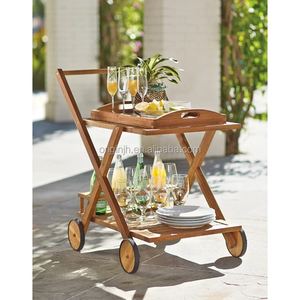 Chariot de service de cuisine portable <span class=keywords><strong>en</strong></span> bois de <span class=keywords><strong>teck</strong></span>, nouveau design, pour jardin, <span class=keywords><strong>bar</strong></span> roulant, mobilier de patio - Product Image 4