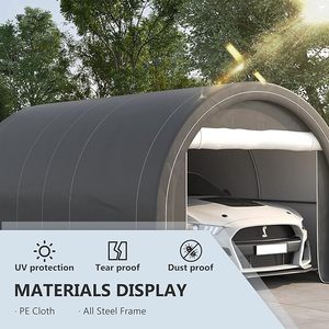 Heavy Duty 10 'x 16' Portable <span class=keywords><strong>Garage</strong></span> Stockage Tente Beige Anti-UV PE Auvent Couverture En Acier De Voiture Parking Vélo Abri <span class=keywords><strong>Jardin</strong></span> Direct - Product Image 4