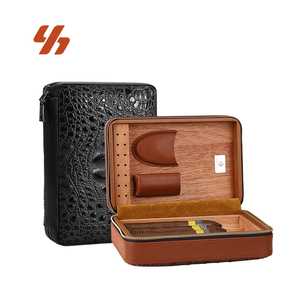 Étui à cigares en cuir à motif crocodile, étui à cigares portable de voyage, étanche, avec fermeture éclair, porte-cigares de luxe, cadeau pour homme - Product Image 1