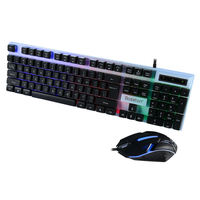 Modèle à succès : Clavier blanc à LED noir 104 touches + combo souris 3D à double usage pour le jeu et le bureau