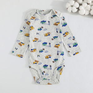 Infant Clothing 6M 24M Autumn <b>Animal</b> <b>Pattern</b> Printed <b>Knitted</b> Long Sleeve 100% Cotton Footies Five-Piece Set Unisex Button - Product Image 5