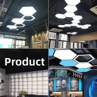 Lustre LED hexagonal en fer, dimmable, garantie 2 ans, installation facile pour bureau, salle de sport et usage industriel