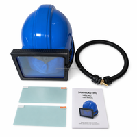 Casque de sablage de sécurité professionnel de qualité industrielle, entièrement fermé, anti-éclaboussures, respirant, à large champ de vision, bleu