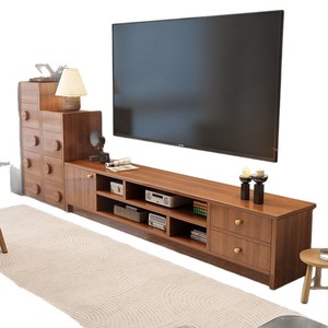 Meuble TV de salon de style chinois, meuble sur pied, grande capacité, meuble TV en bois avec tiroirs et étagères pour salon - Product Image 2