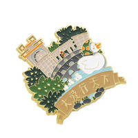 Aimants de réfrigérateur en métal personnalisés, aimant de réfrigérateur en émail sur mesure avec paysage de château, pont et cygne, pour souvenir ou cadeau