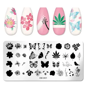 12*6cm piastra per timbratura unghie foglia di rosa farfalla fiore amore Design Stencil in acciaio inossidabile per strumento modello di stampa smalto per unghie