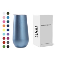 Gobelet en acier inoxydable 304 isolé sous vide de 6 oz, en forme d'œuf, verre à vin en forme de U, verre bombé, verre à eau minimaliste, vente en gros
