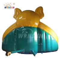 Glissière d'eau gonflable de château sautant de personnage de dessin animé d'éléphant jaune de WINSUN avec la piscine hermétique pour des enfants