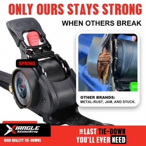 Paquete de 2 Correas de Amarre Retráctiles Automáticas de 1 x 10 pies y 1760 lb, Correas de Amarre Automáticas con Enrollamiento Automático para Motocicletas y Cuatrimotos - Product Image 5