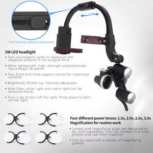 Bandeau réglable de dentiste de 5W LED avec loupes binoculaires ensemble complet <span class=keywords><strong>microscope</strong></span> dentaire pour la chirurgie <span class=keywords><strong>loupe</strong></span> vision claire - Product Image 6