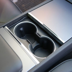 Embellecedor Interior de coche multifunción negro gris <span class=keywords><strong>2021</strong></span> + Tesla Modelo 3 modelo Y taza botella bebida consola soporte Interior Kits - Product Image 5